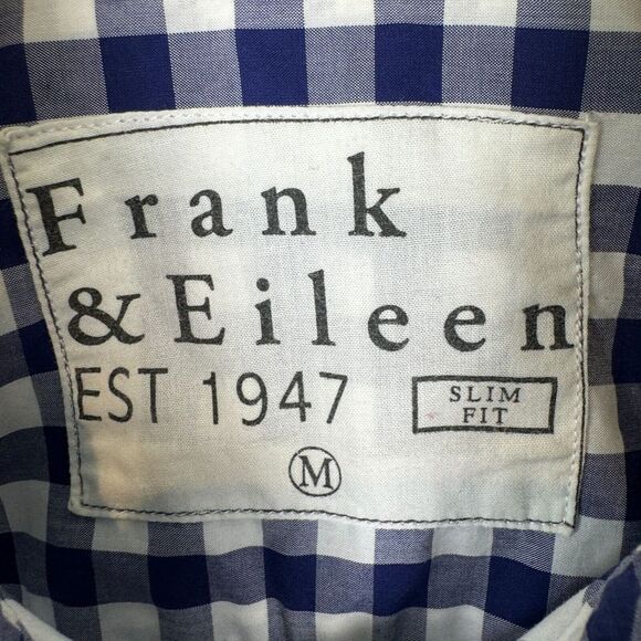 Frank & Eileen Slim Fit Shirt Mens Size Medium Button Up Blue Gingham Checker - Picture 3 of 8